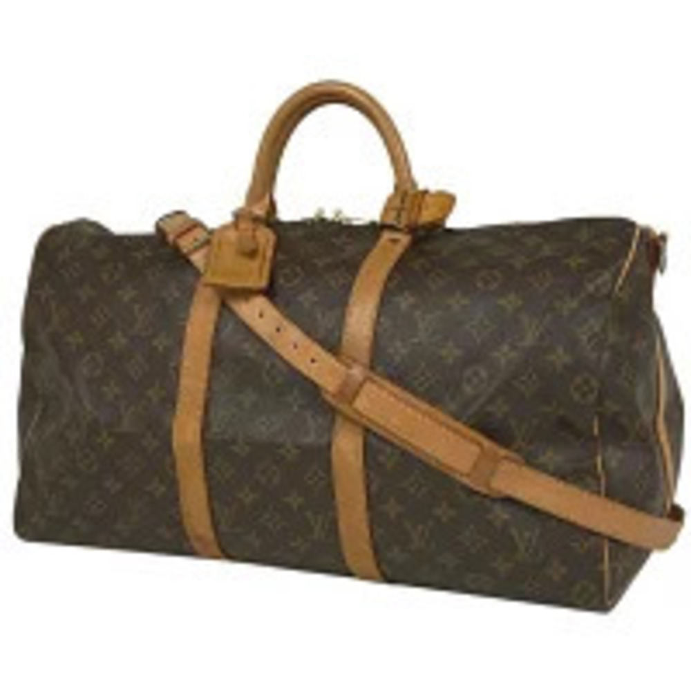 Louis Vuitton Keepall Bandoulire Travel Business Trip Boston Bag Monogram Brown